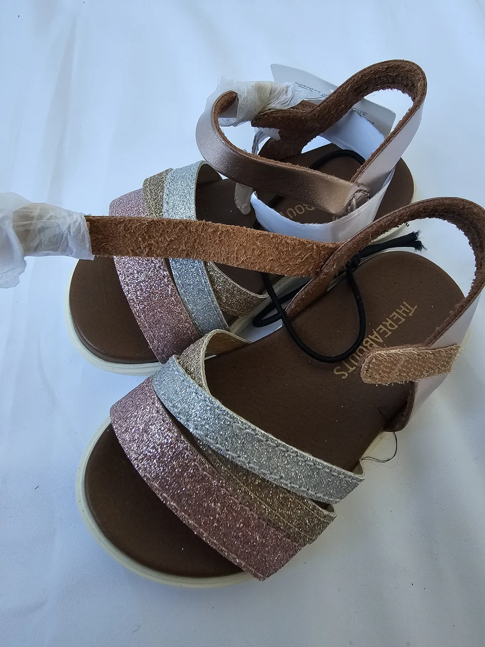 NWT Thereabouts Lil Lila Glitter Sandals - Toddler Size 6M - Rose Gold Multi
